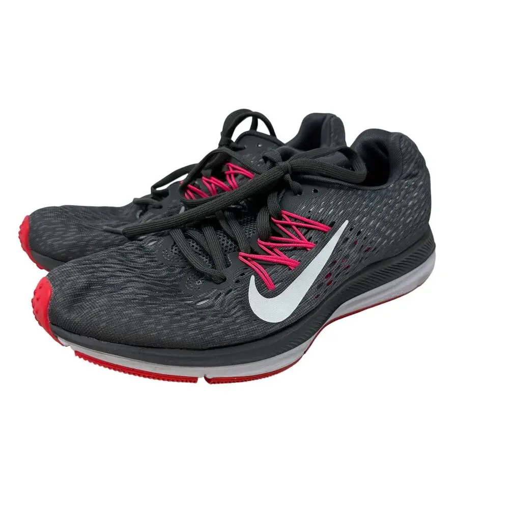 Nike Zoom Winflo 5 Running Sneakers Womens Size 7.5 Dark Gray Pink Lace Up